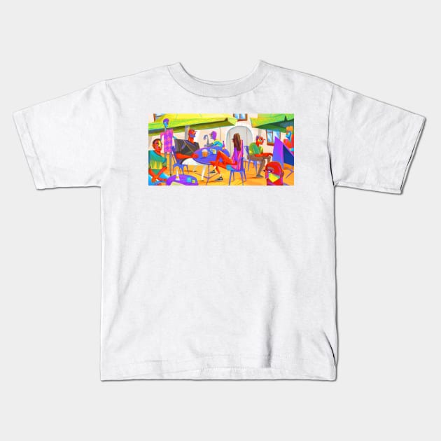 Sur La Terrasse Kids T-Shirt by Tosik-Art